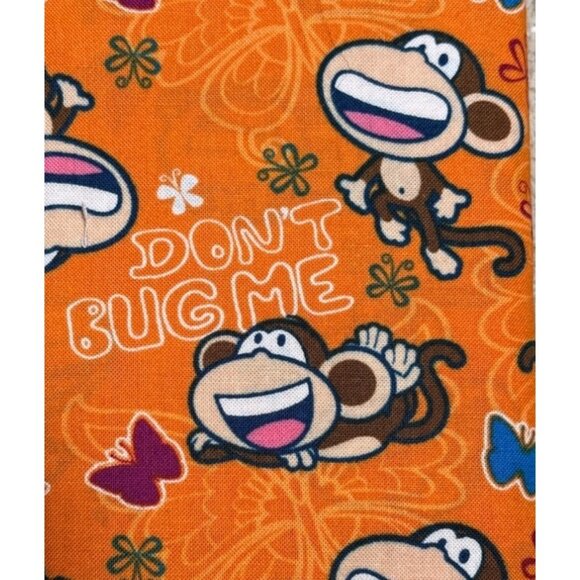 Monkey Pattern Cotton Fabric Orange Don't Bug Me 36" x 44" Bartim 1 Yard Fun - Picture 3 of 4